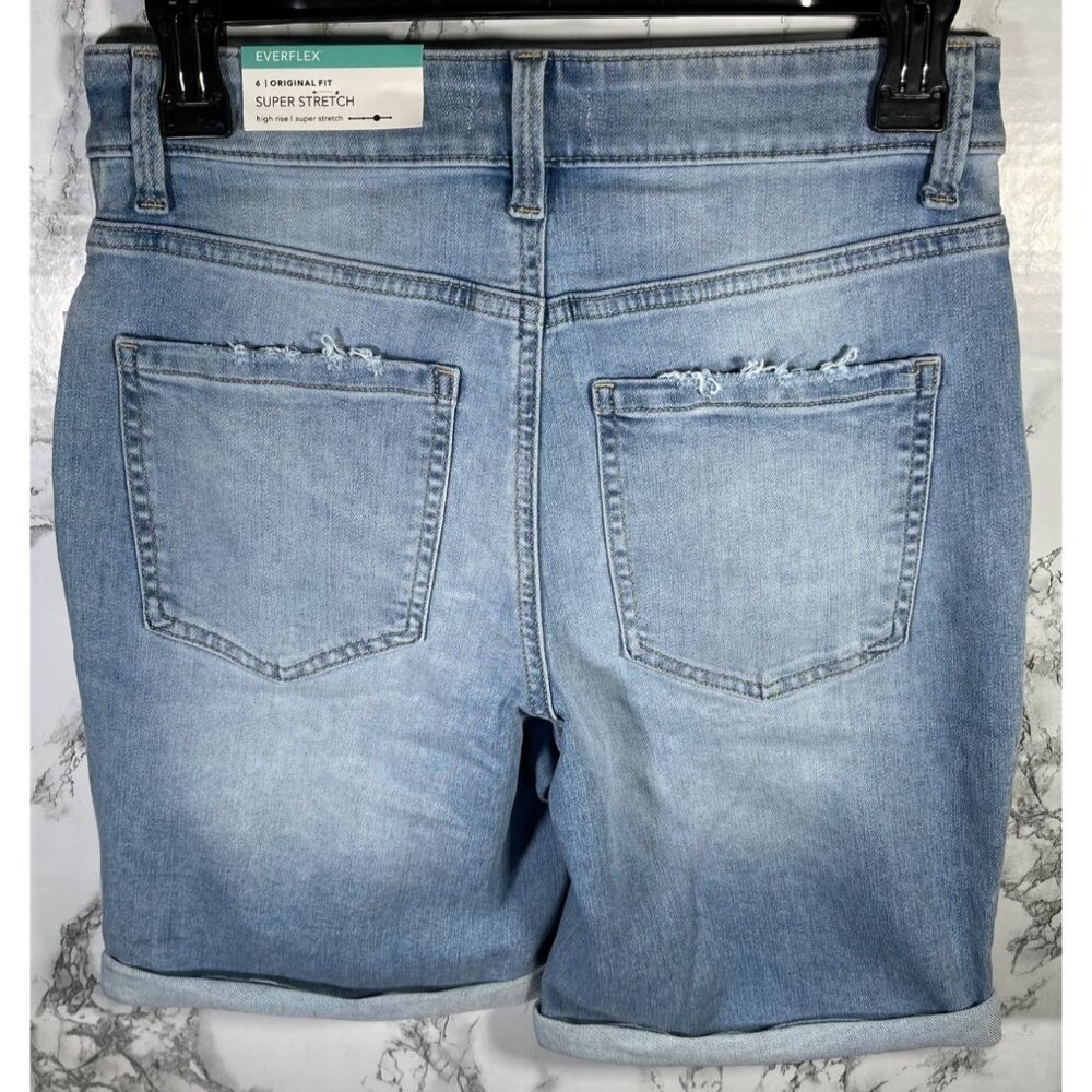 Everflex Womens High-Rise Super Stretch Denim Bermuda Shorts Size 6 - Picture 2 of 6